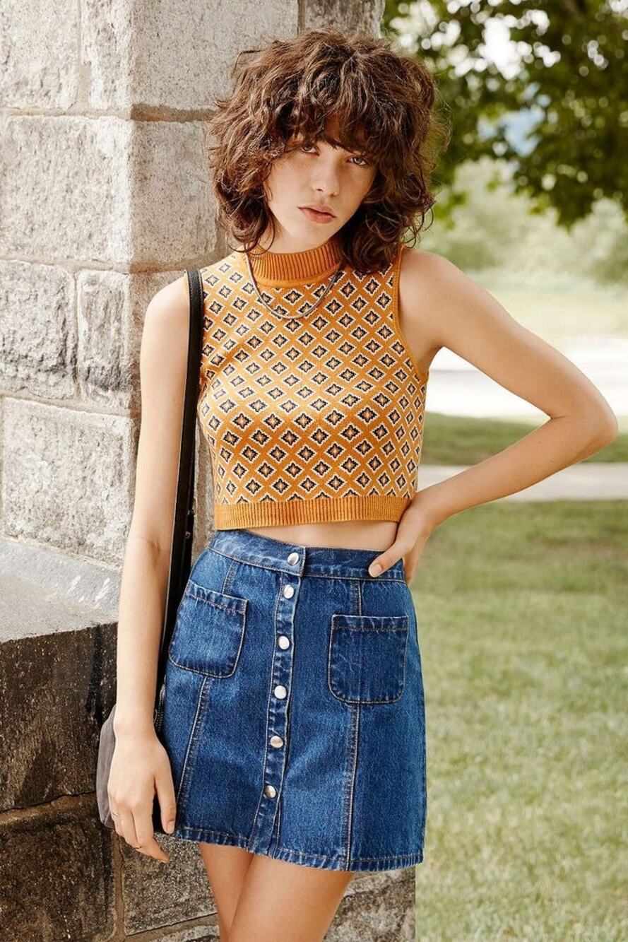 Urban Outfitters BDG Blue Denim Button-front Retro 70s A-line Mini Skirt M